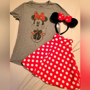 Disney Minnie Mouse Outfit sz S incl Mickey Ears